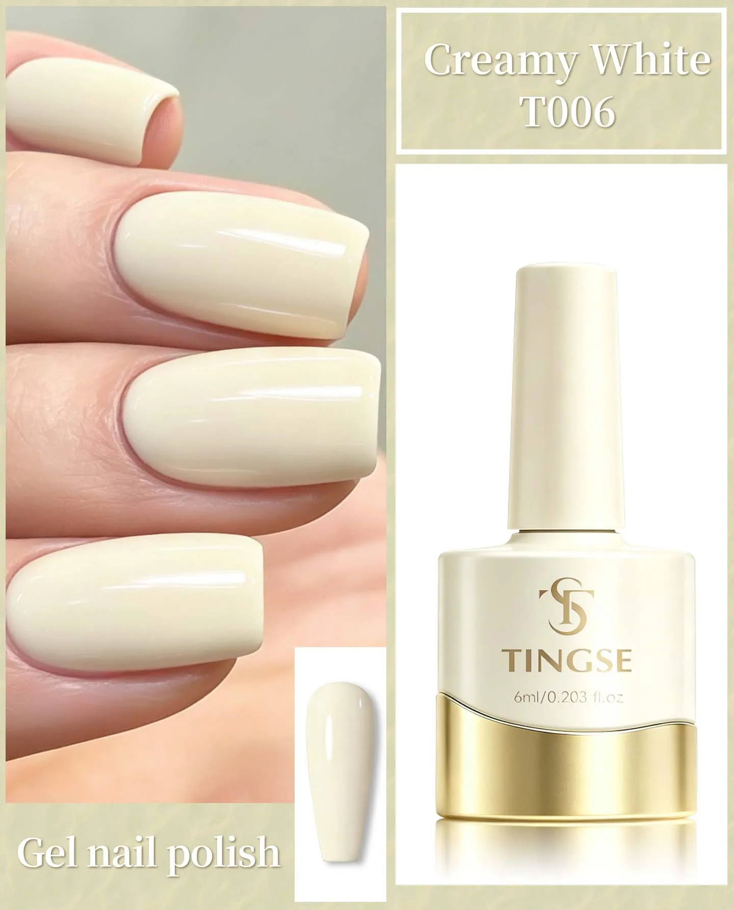 1pc 6ml Creamy White Gel Nail Polish Starter Pure Soak Off No Wipe Nail Gel Polish Suitable For All Seasons