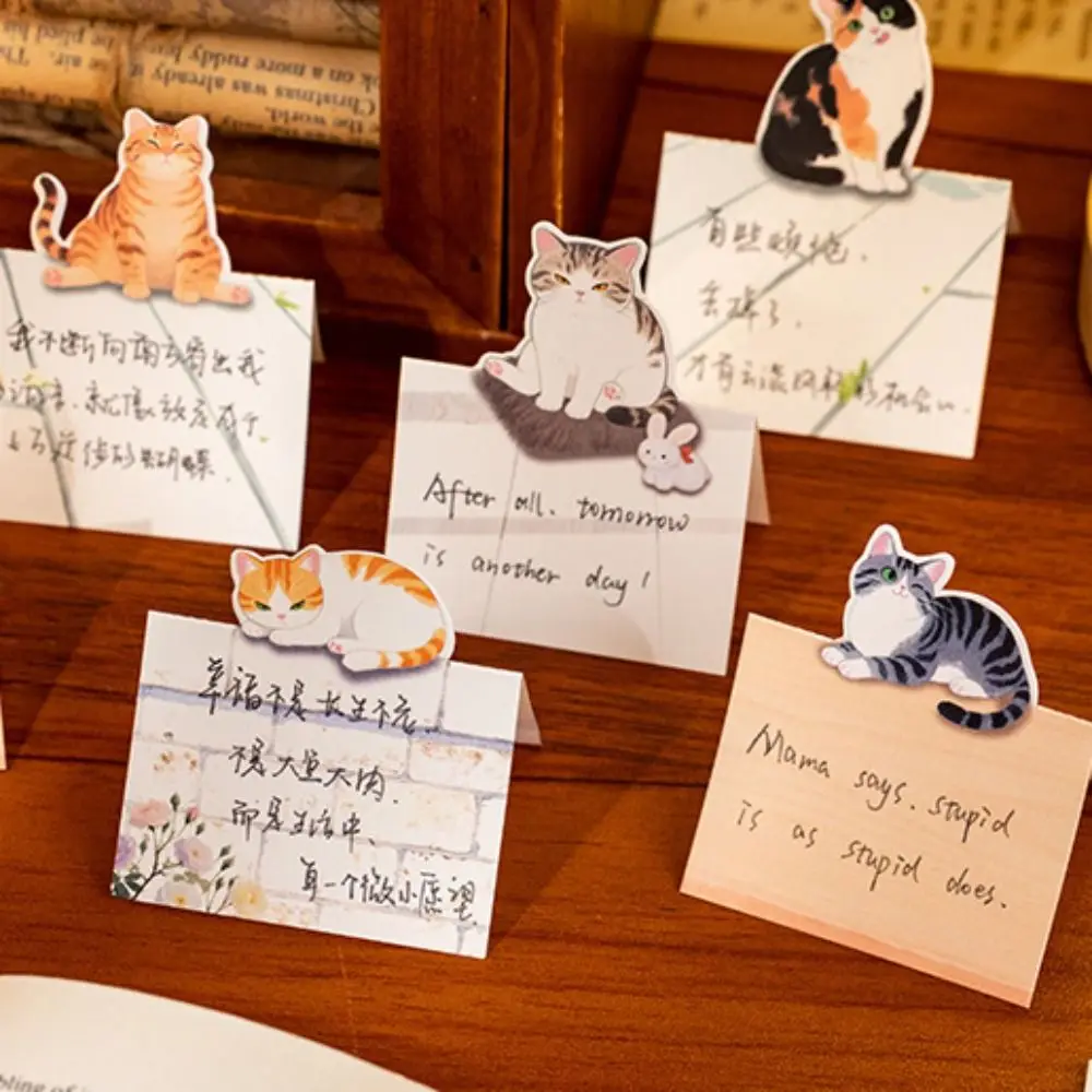 90 Sheets/Pack Cute Cartoon Cat Sticky Notes Standable Daily Series Memo Pad Illustration To Do List Notepad Scrapbook