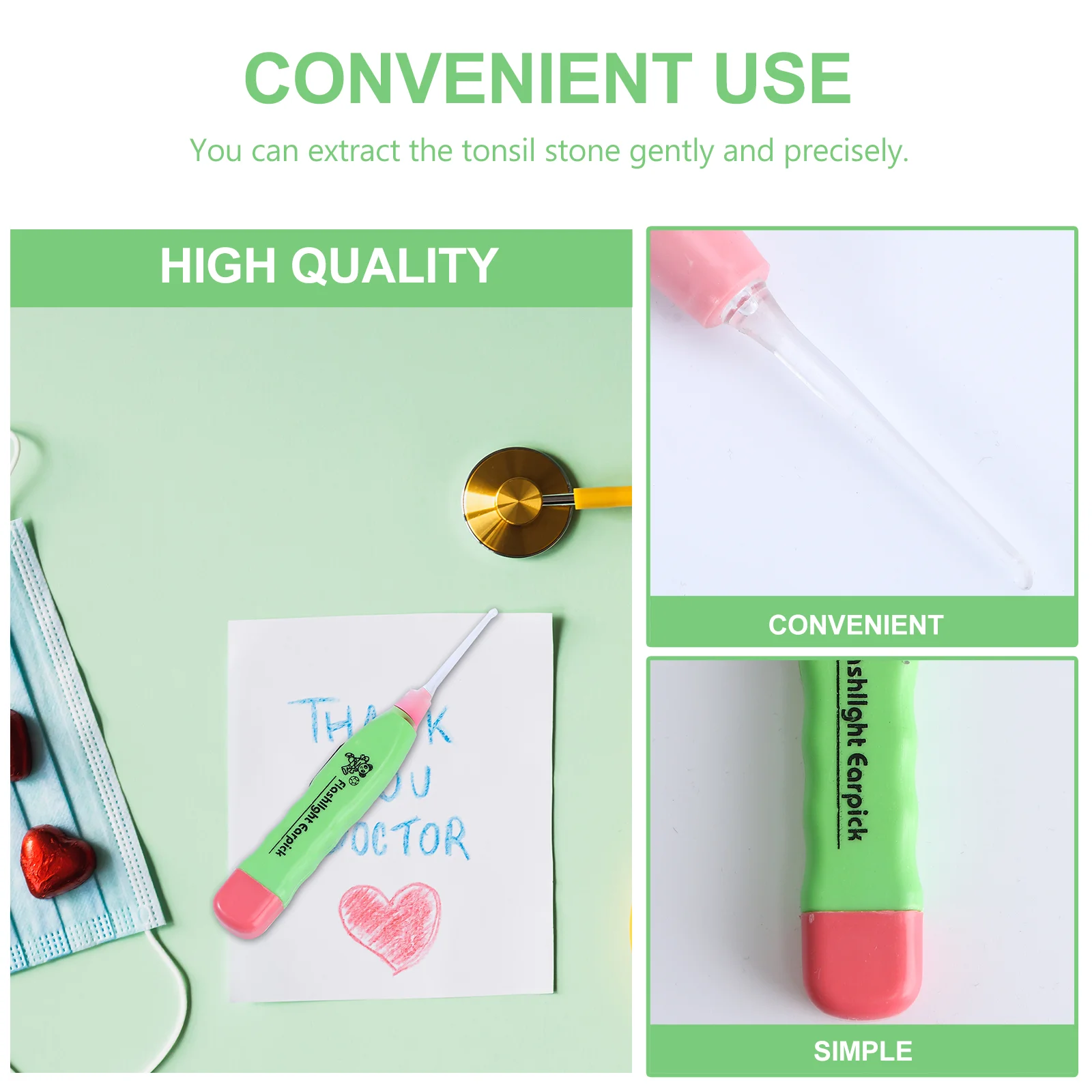 Tonsil Stone Remover Tool Or Earwax Removal With Tips + Irrigator Cleaning Tool Irrigation Syringe(Random Color) Wash