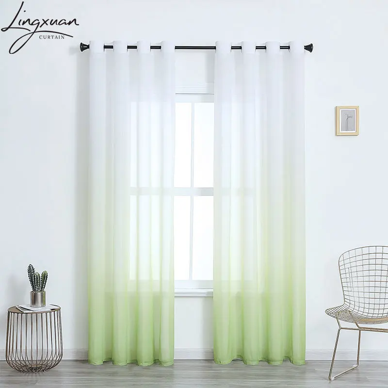 Modern Gradient Color Tulle Sheer Curtains For Living Room Bedroom Blinds Voile Curtain Kitchen Gauze For Screening Window Decor