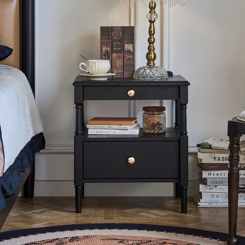 Medieval Style Small Bedside Table Bedroom Chest of Drawers Compact Storage Cabinet for Small Apartment Porch Nightstand