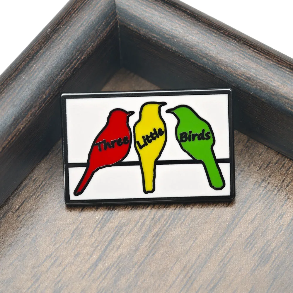 Bob Marley Three Little Birds Metal Enamel Pin Reggae Music Song Brooch Rasta Colors Badge Lapel Pins Fan Gift Backpack Jewelry
