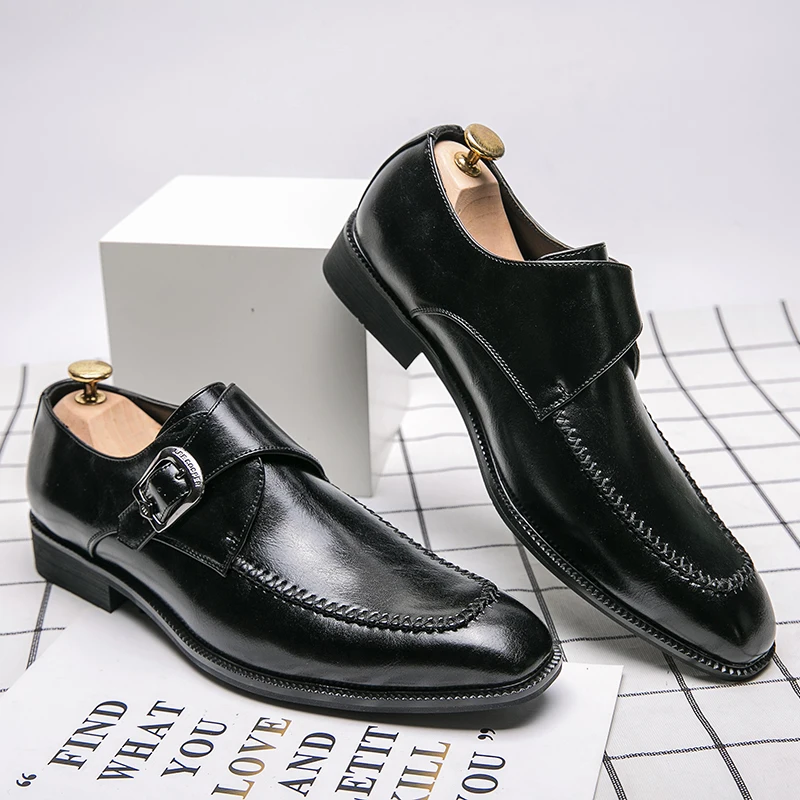 

Stylish Formal Leather Shoes Men Elegantes Buckle Casual Shoes High Heels Men 2024 Oxfords Pointy Business Wedding Men's Shoes