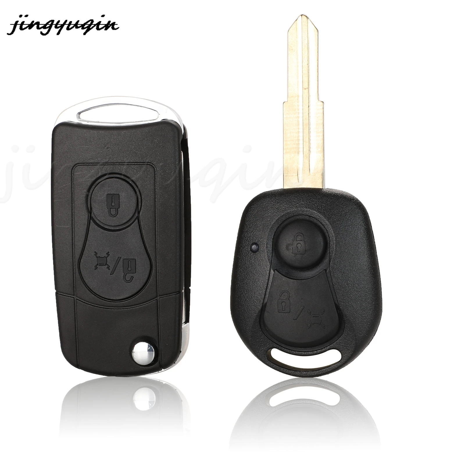 jingyuqin 10pcs/lot 2 Buttons Modified Flip Folding Remote Car Key Case Shell Cover Fob For Ssangyong Actyon Suv Kyron