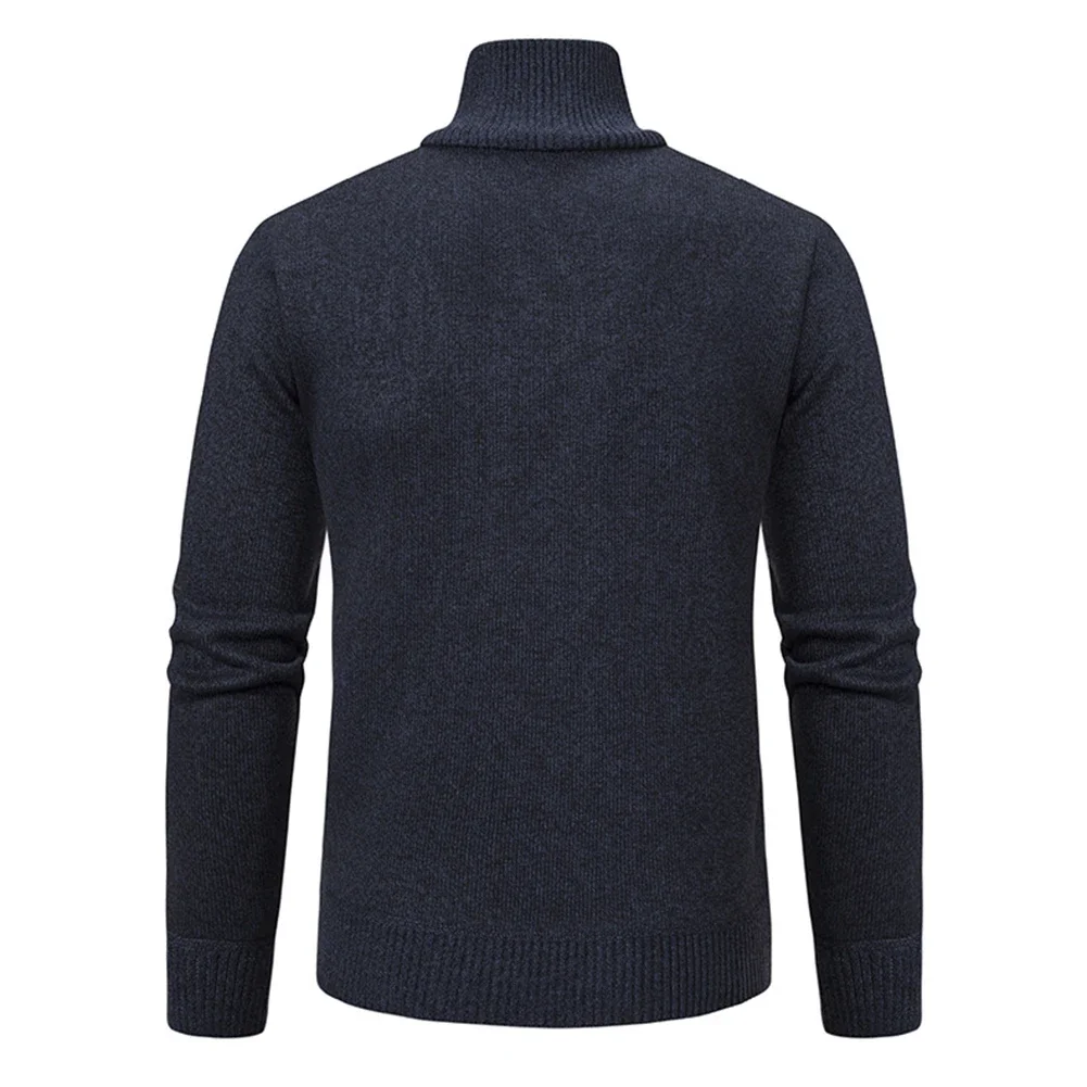 Coffee Dark Blue Beige Casual Stand Collar Fleece Winter Long Sleeve Knitted Pullover Warm Sweater Tops