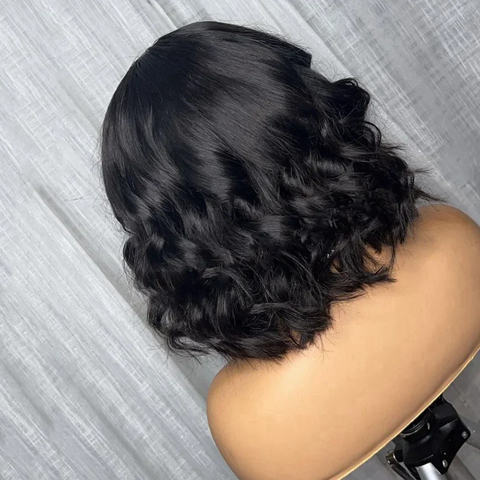 Hitam alami 5x5 gelombang dasar sutra 26 inci 180 kepadatan prepruck manusia Yahudi dengan BabyHair HDLace Wig rambut Eropa tanpa lem