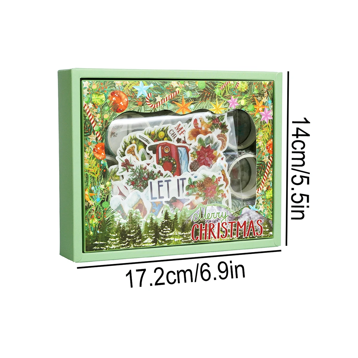1 box of Christmas sticker tape gift setSuit, with different Christmas designs, suitable  DIY album planner decoration materials