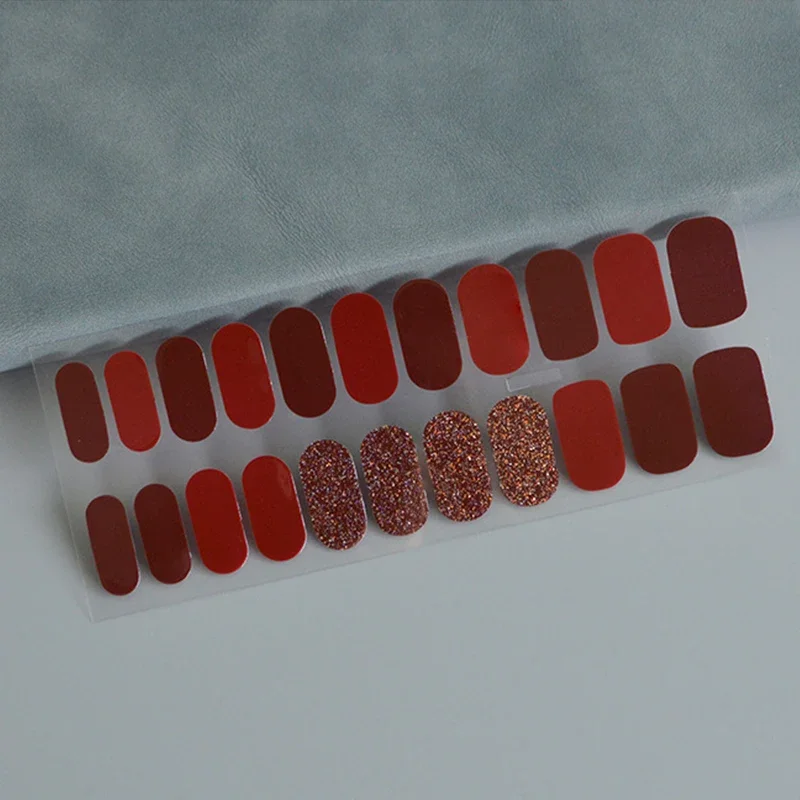 22 dita polimerizzazione completa involucri per unghie colore salto gradiente glitter paillettes smalto per unghie pellicola gel adesivo per unghie durevole impermeabile