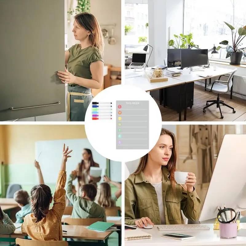 Small Magnetic Dry Erase Board 3D Transparent Acrylic Memo Notepad For Fridge Weekly Plan Magnetic Refrigerator Sticker Note