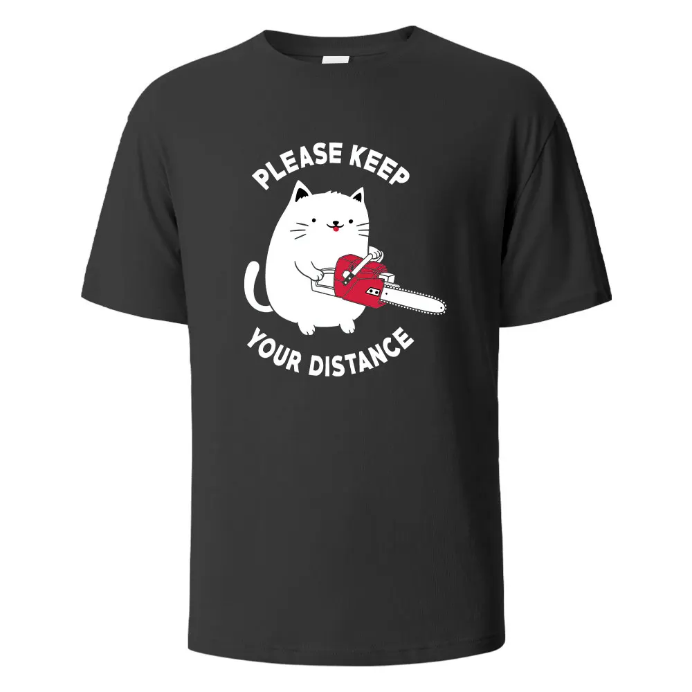 Please Keep Your Distance Print t shirts 100% Cotton Summer Tees For Men Women Oversize Casual Tops t shirts