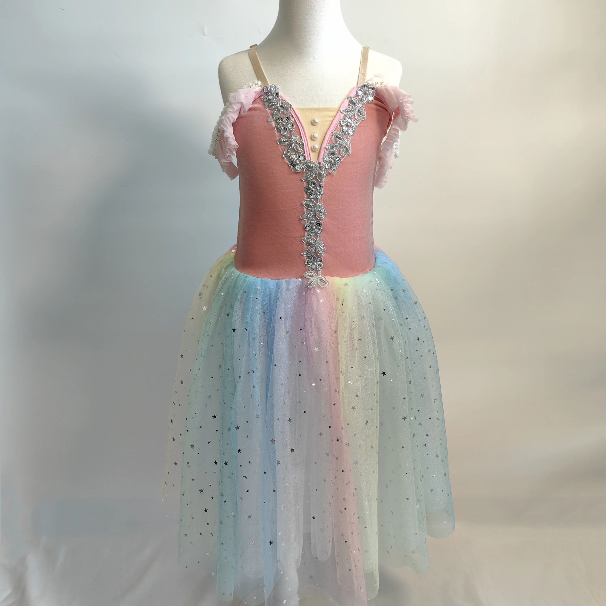 

Kids Long Ballet Dress Girls Princess Ballerina Dance Costume Adults Seven Colors Yarn Skirt Dance Wear Girl Ballet Tutu Dress
