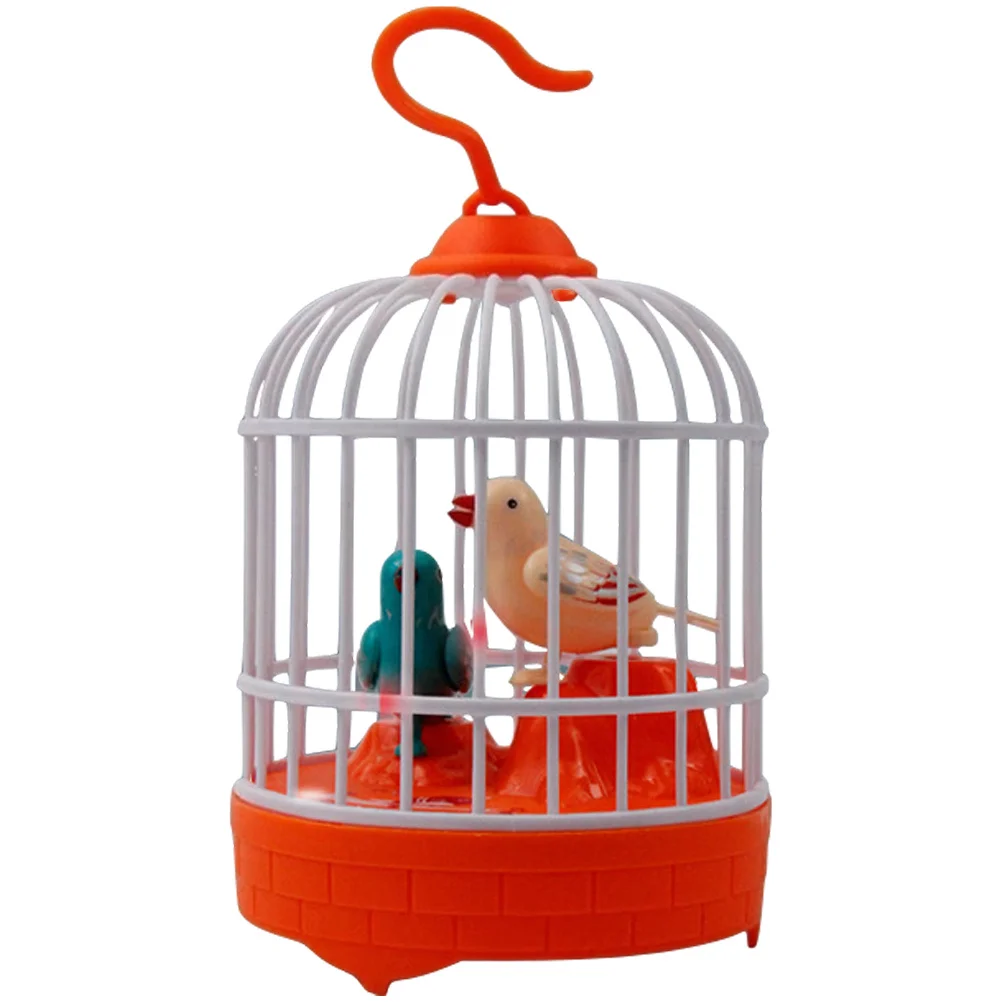 Simulazione di gabbie per uccelli elettriche ad attivazione vocale Decorazioni per uccelli con colori vivaci per lo sviluppo dell'intelligenza dei bambini