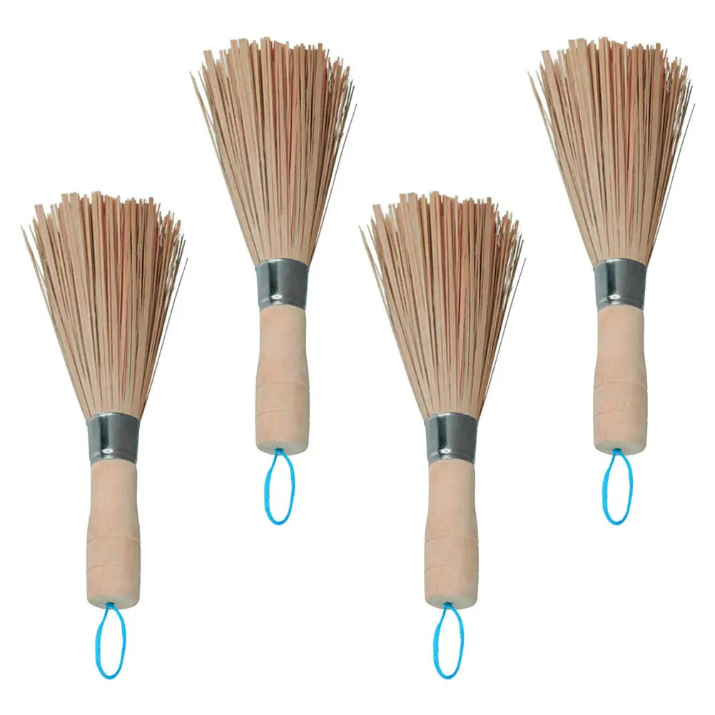 4Pcs Long Handle Kitchen Cleaning Brushes Non Scratch Dishwasher Safe Pot Pan Bowl Scrubber Set