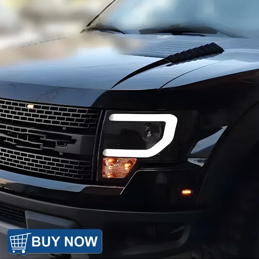 مصابيح السيارة الأمامية لفورد رابتور F150 2009-2014 LED مجموعة المصابيح الأمامية للسيارات ترقية ثنائية البؤرة عدسة العارض الملحقات #5