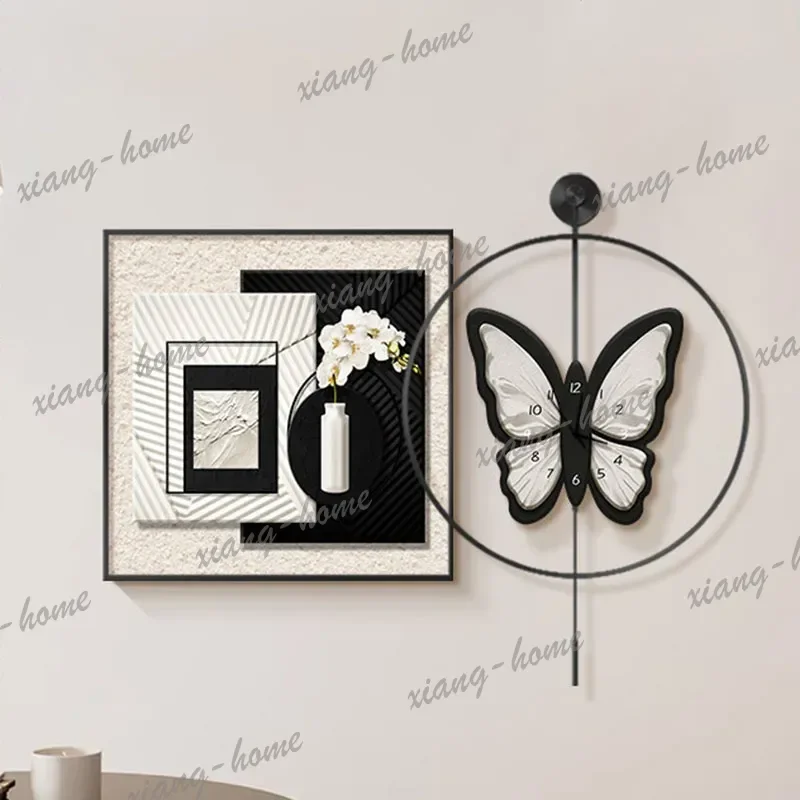 PG Korean Bedrooms Clock Wall Fashion Simple Minimalist Aesthetic Nordic Wall Watch Interior Art Mural Horloge Home Decoration