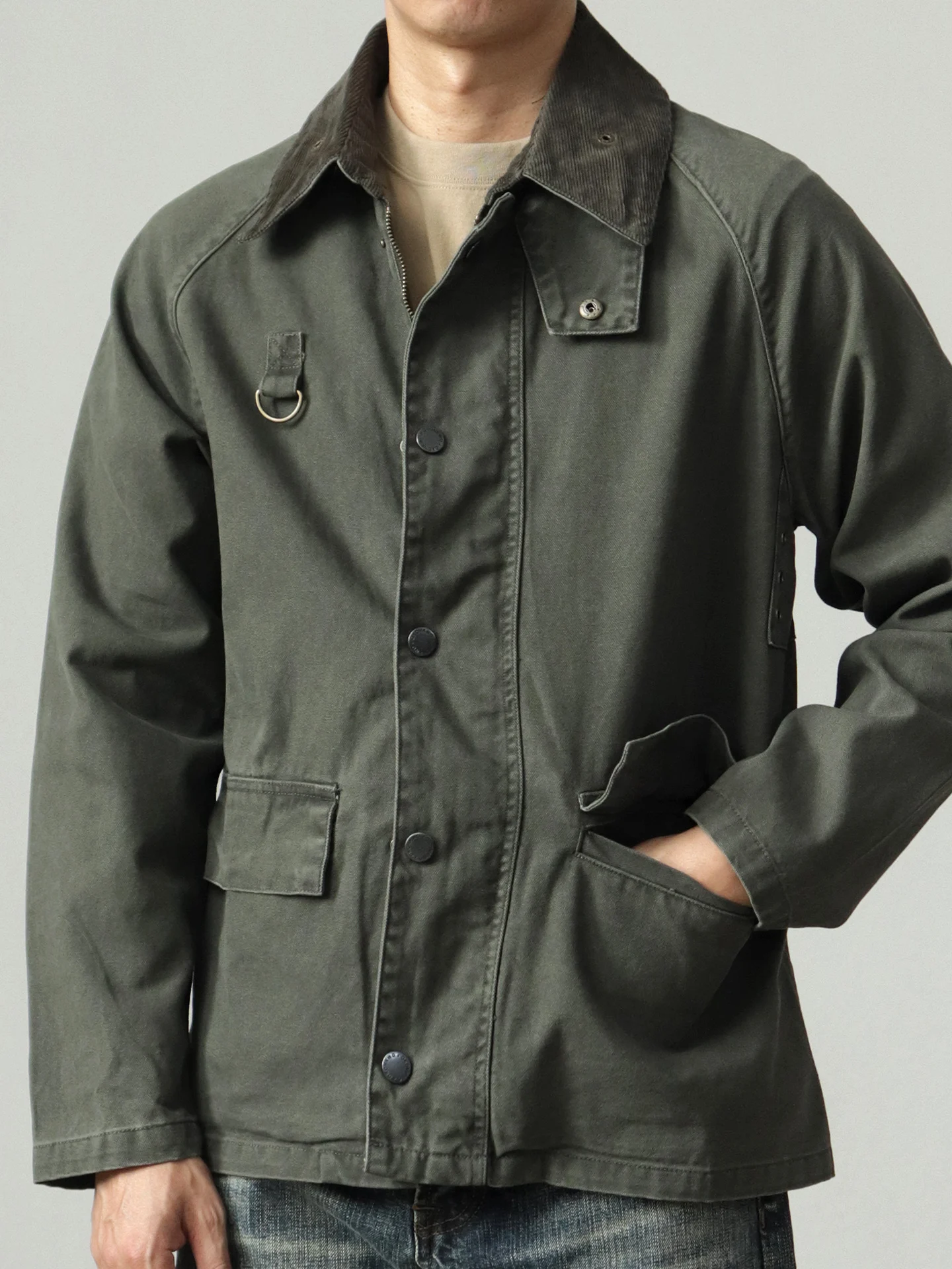 Autumn Winter American Retro Corduroy Collar Multi-functional Hunting Cargo Jacket Men's 100% Cotton Multi-pocket Fishing Coat