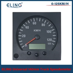 ELING New Universal 140mm Diameter Truck Speedometer 0-125km/h Odometer 0-999999.9 With Backlight 9-36V