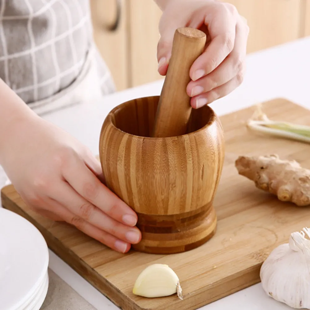 Professional Garlic Pugging Pot Mortar and Pestle Set for Grinding Garlic Nuts Spices Pills Easy Clean Ergonomic Design Kitchen
