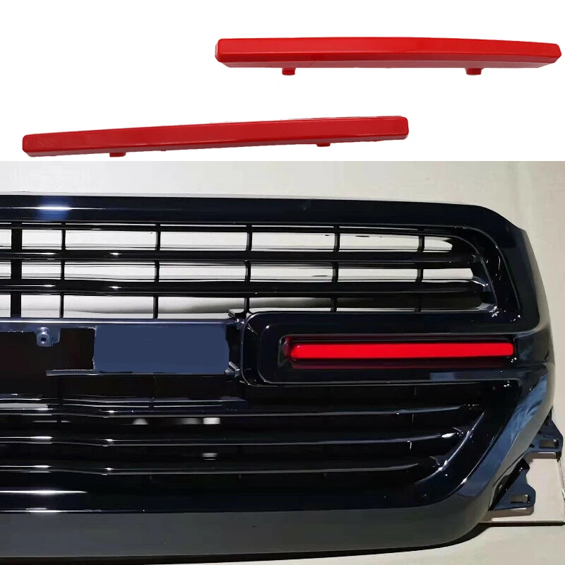 1 Pair Red Car Front Left Right Grille Insert Strip Trim Cover Decoration Fit For Dodge Ram 1500 2019 2020 2021