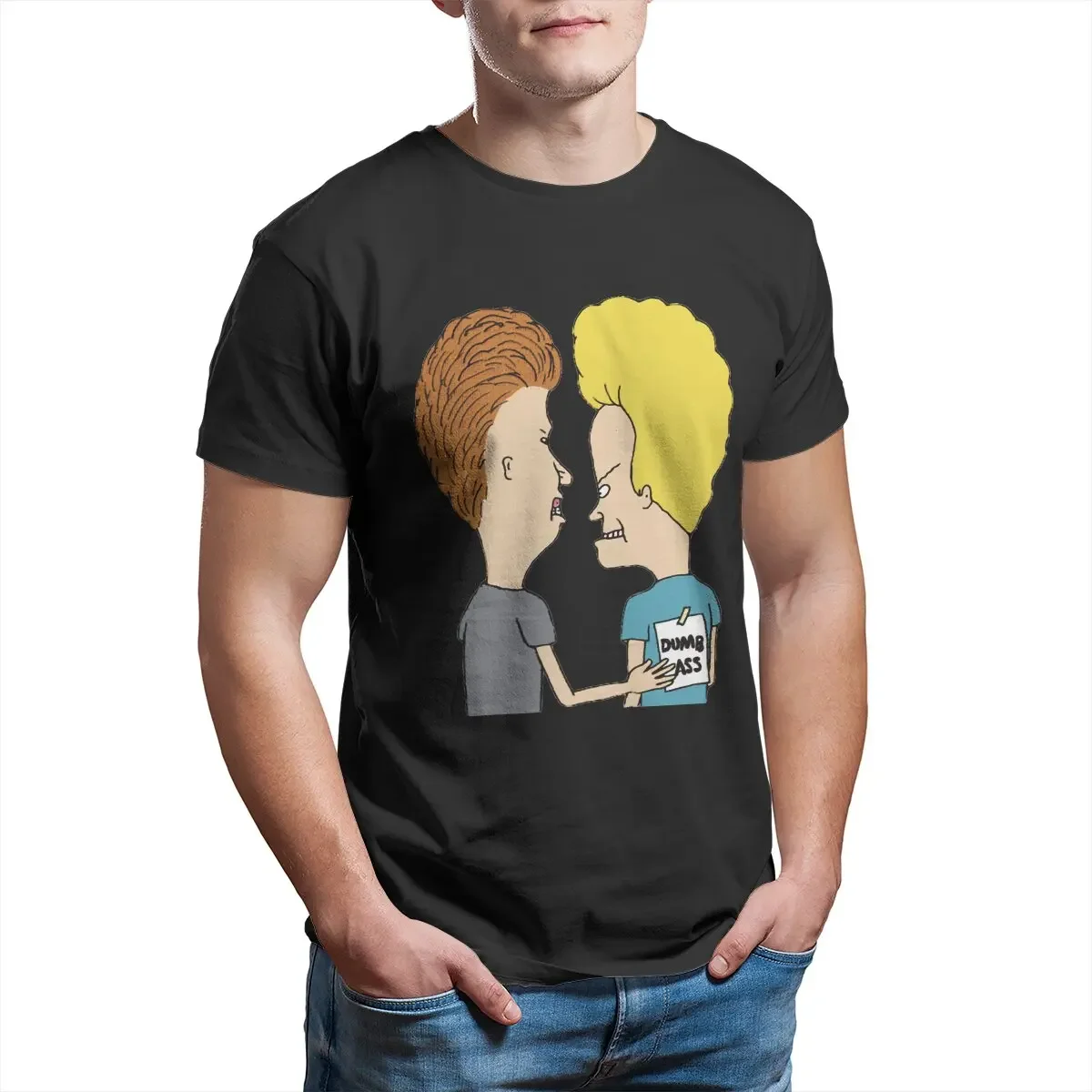 Homme Men's Polyester Streetwear Blusas tShirt For Men Beavis and Butthead Funny Sarcastic Cartoon Prank for Beavis Dumb Tshirt