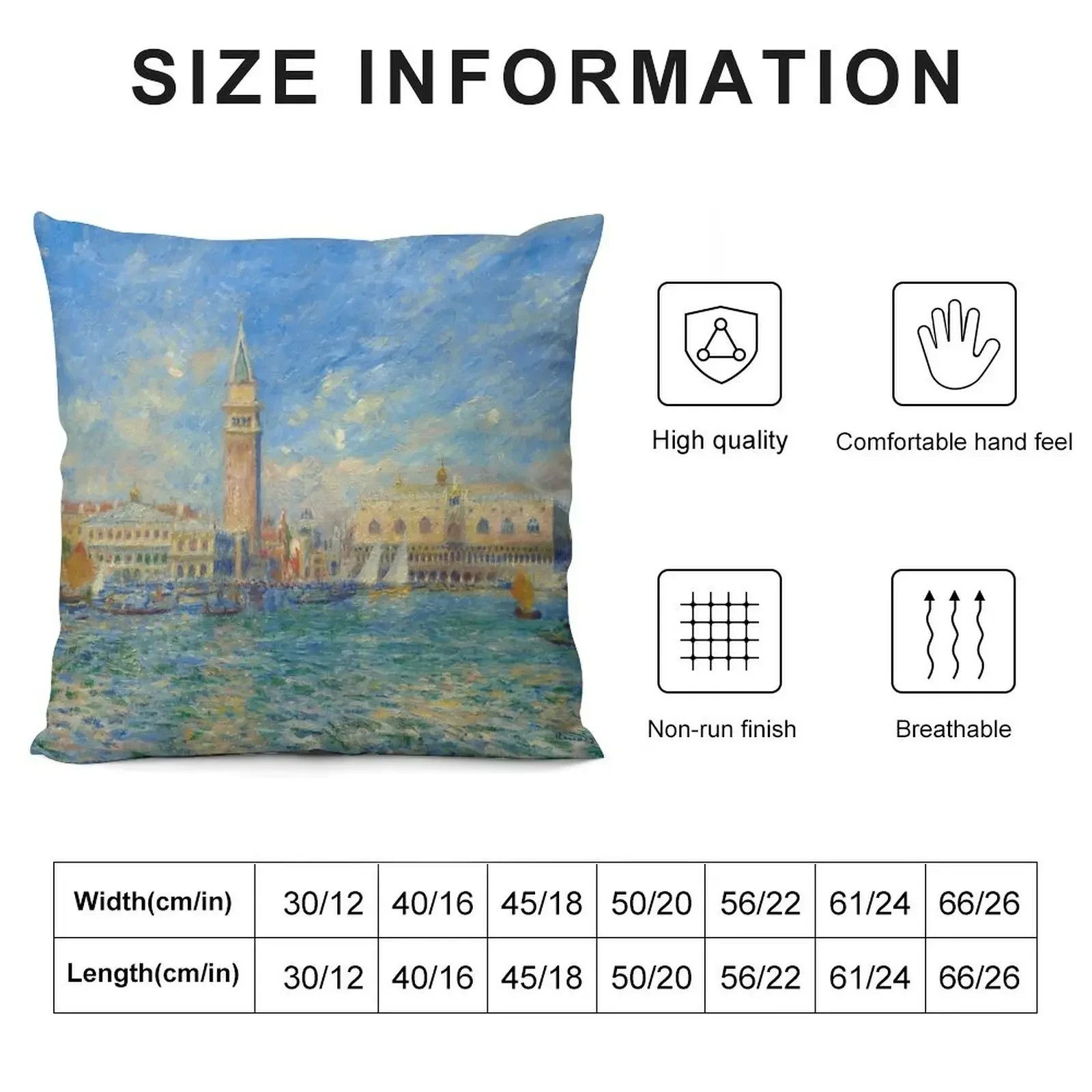 Pierre-Auguste Renoir Vue de Venise (Le Palais des Doges) Throw Pillow Plaid Sofa Decorative Pillow Covers For Sofa pillow