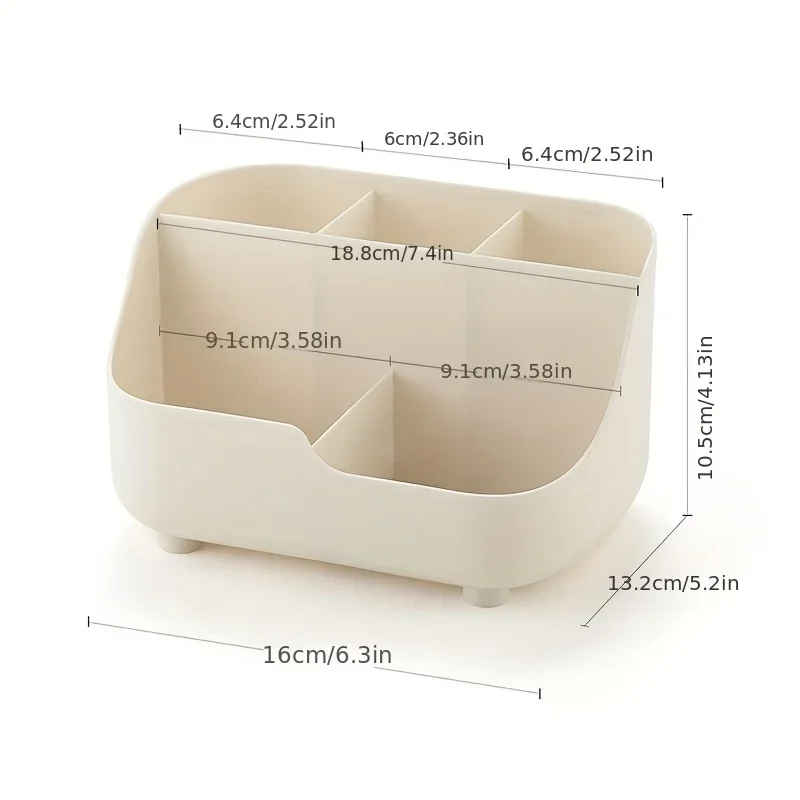 1pc Large-capacity Simple Solid-color Five-grid Desktop Storage Multi-functional Storage Box Material Desk Storage Box