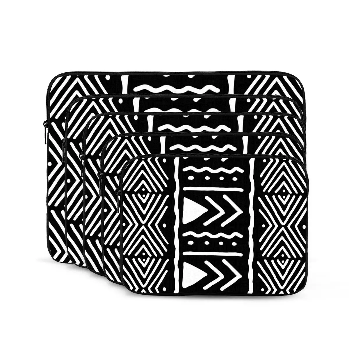 Black And White African Bogolan Tribal Pattern Notebook Laptop Bag Case Pouch For Macbook Air Pro Tablet Shockproof Case Bag