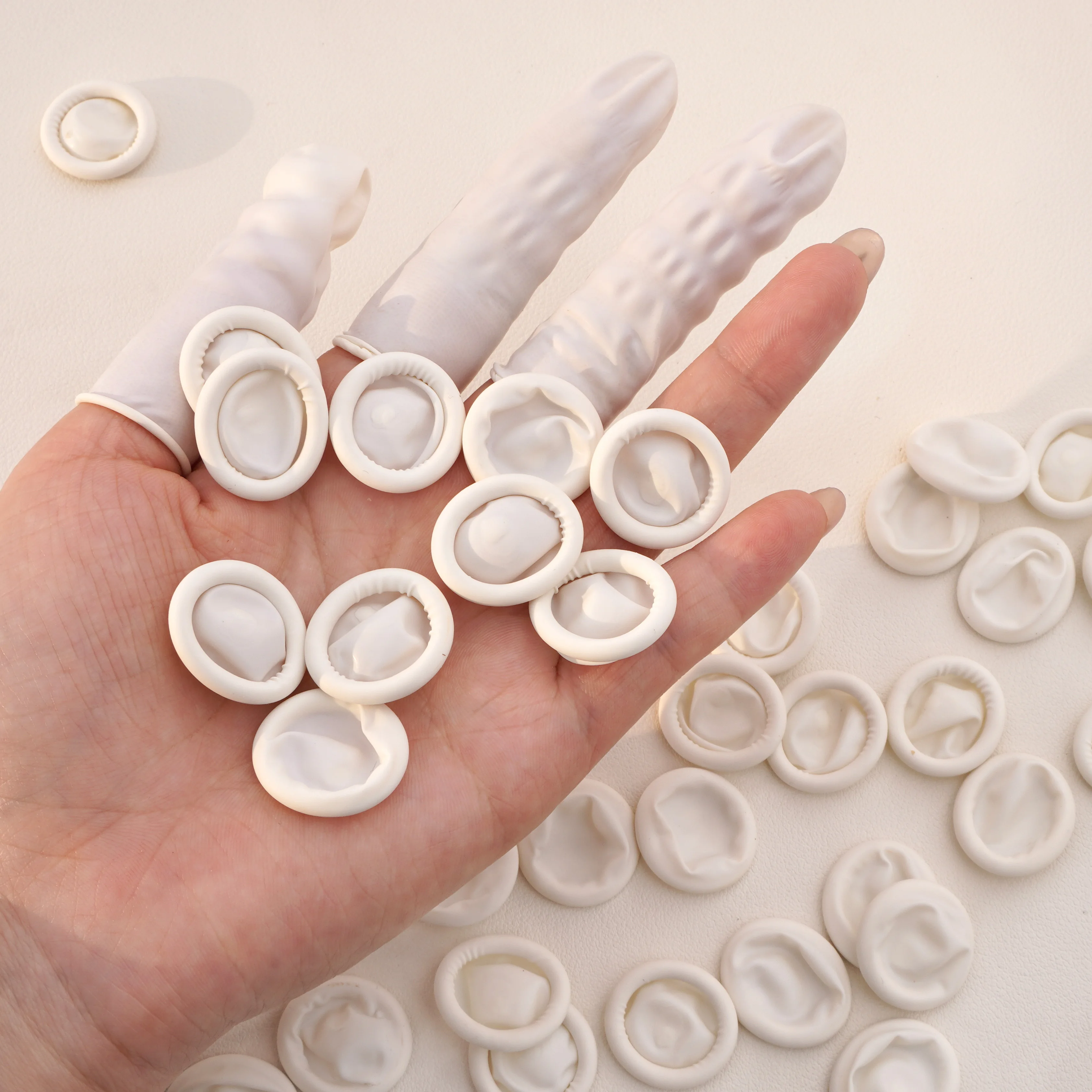 

5-100pcs Disposable White Latex Finger Cots Anti Static Dust Free Non Slip Rubber Fingertip Protector Gloves Nail Art Craft Tool