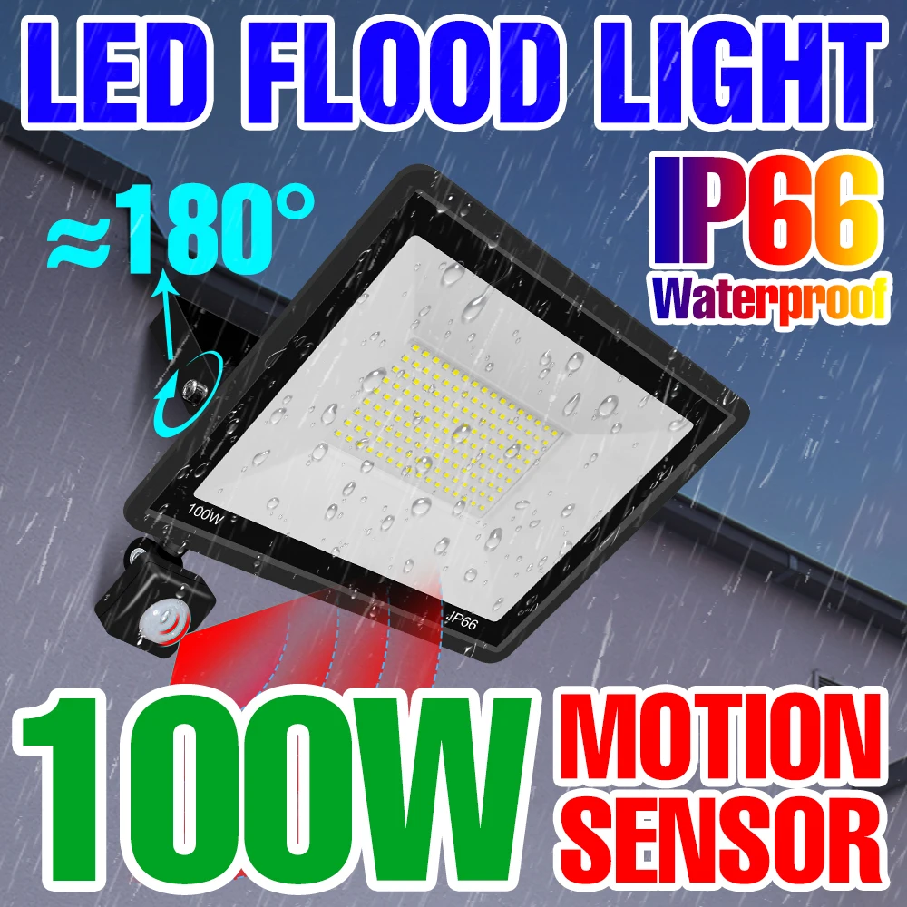 

220V LED Flood Light Outdoor Lighting LED Spotlights IP66 Waterproof 10W 20W 30W 50W 100W PIR Motion Sensing Garden Wall Lamp