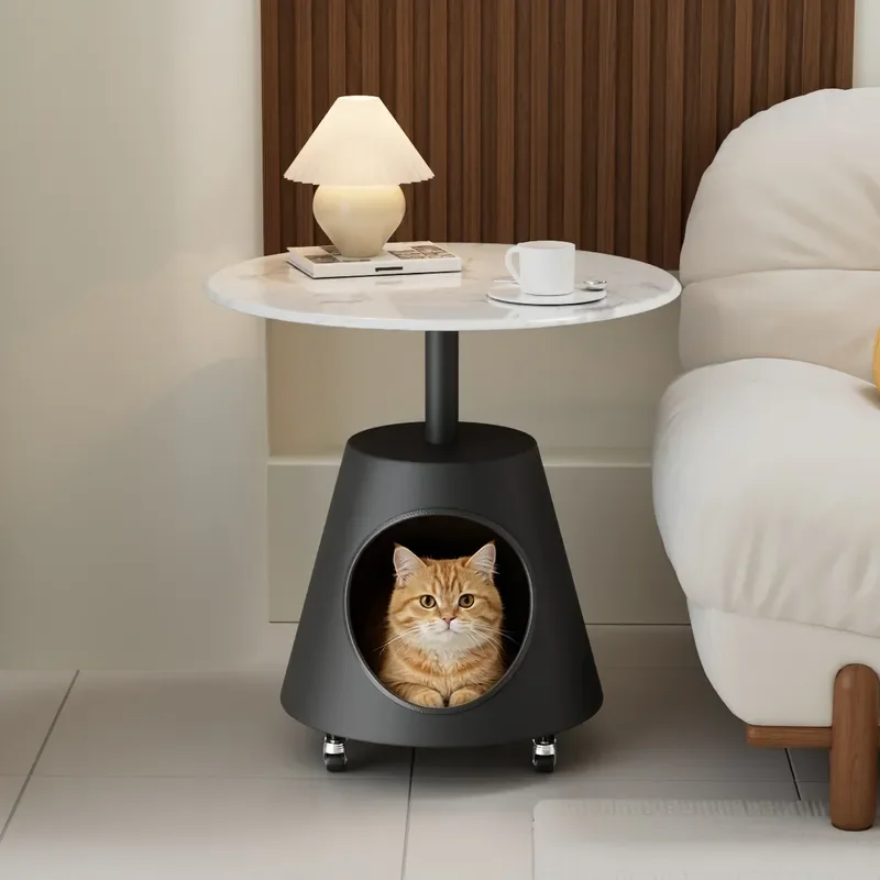 Cream Cat Nest Coffee Table Round Creative Storage Side Table for Living Room Small Apartment Pet House Modern Furniture