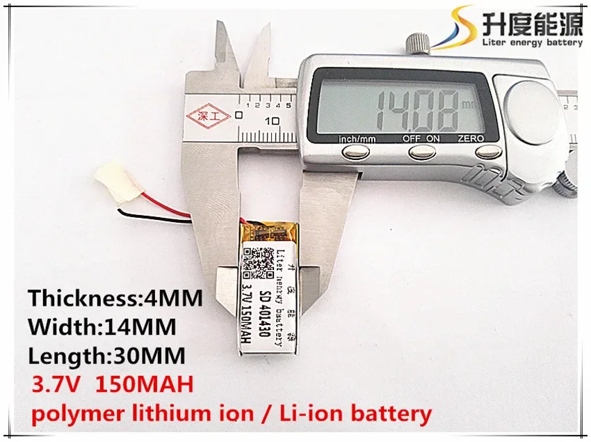 1pcs [SD] 3.7V,150mAH,[401430] Polymer lithium ion / Li-ion battery for TOY,POWER BANK,GPS,mp3,mp4,cell phone,speaker