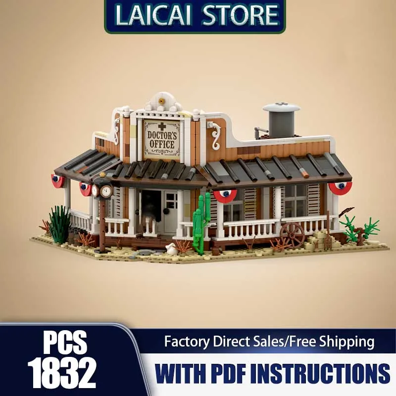 

Moc Building Bricks Doctor's Office - Wild West Model Technology Modular Block City Street View Toy DIY Assembly Christmas Gift