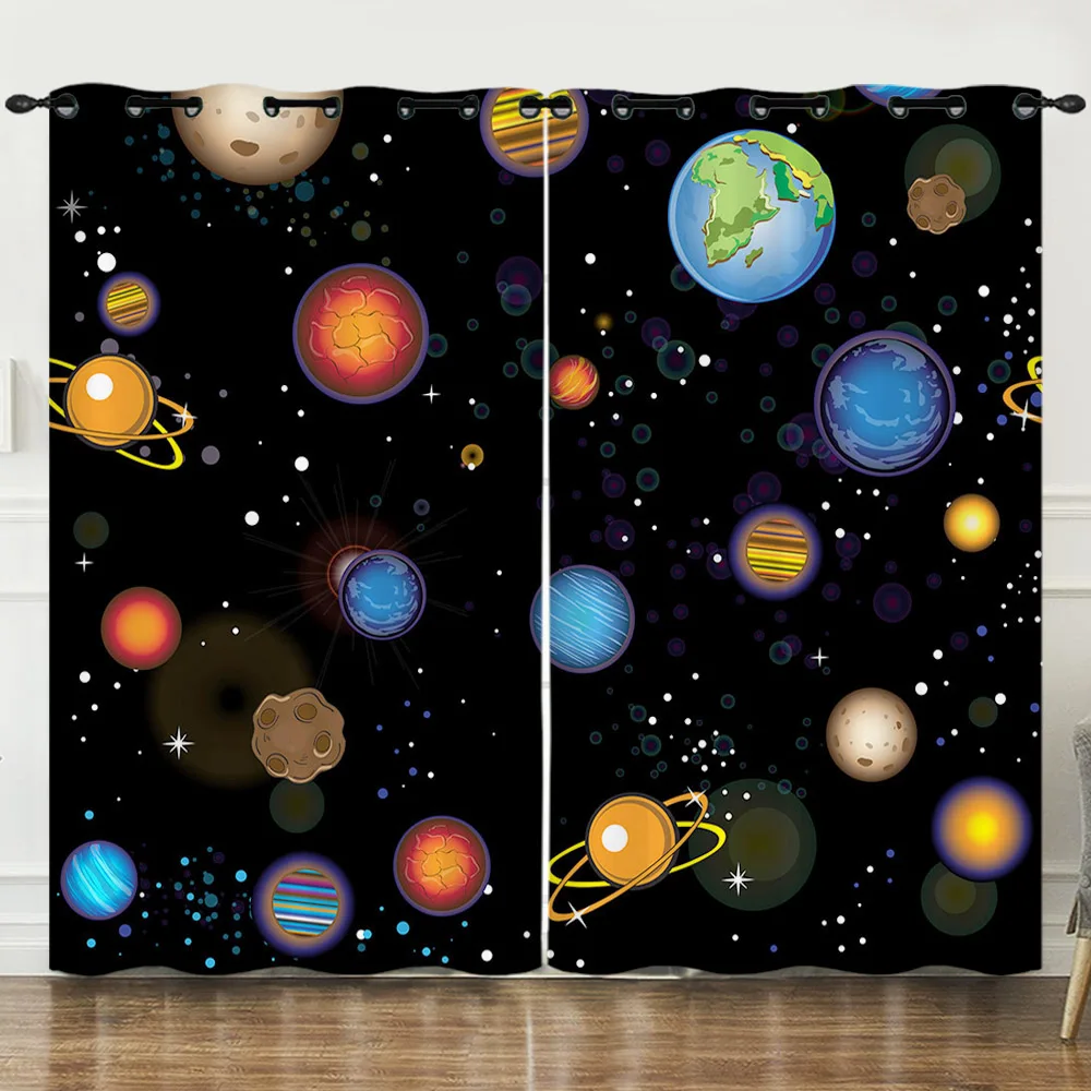 Astronaut Curtain for Bedroom Outer Space Galaxy Curtain for Kids Boys Teens Cool Cosmonaut Spaceman Thermal Curtain Cortinas