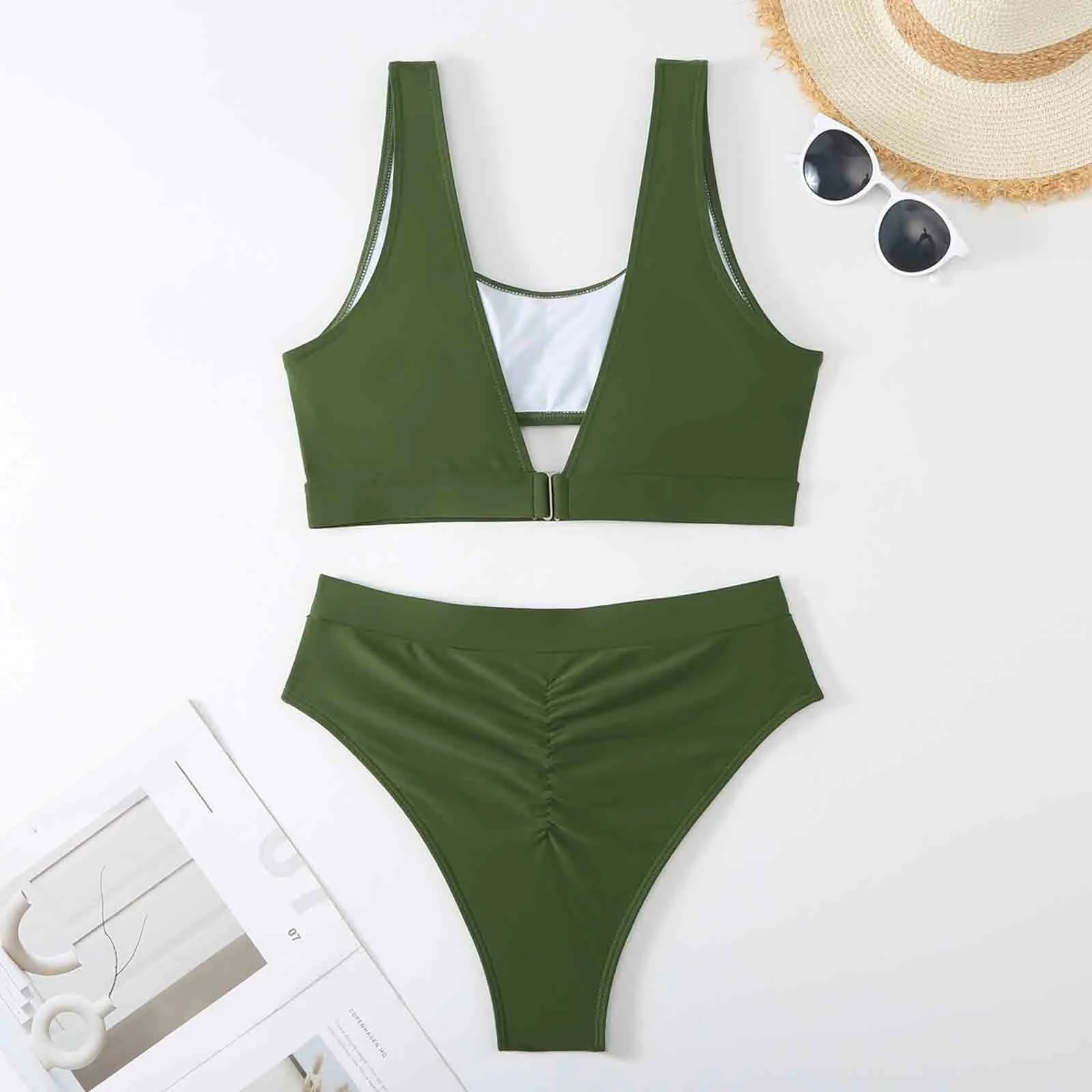 Sexy Bikini 2024 Women Plain Push Up Bikinis Set Brazilian 2 Pieces Swimsuit Woman Swimwear Bathing Suit Female Bath Beach Wear