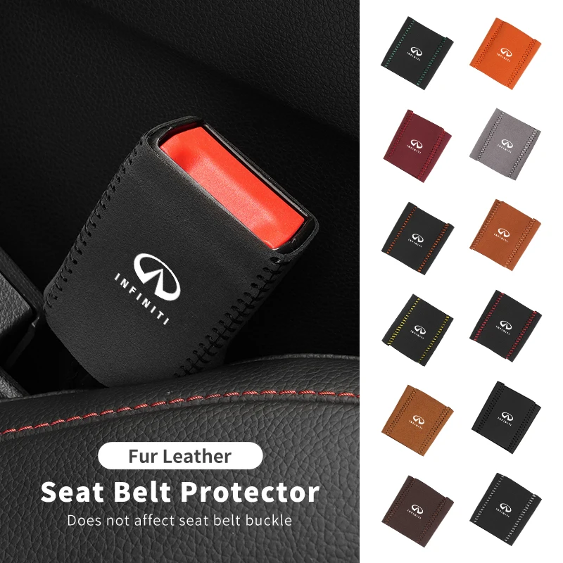 Car Buckle Protective Cover Fur Leather Safety Belt Protector Auto Accessories For Infiniti Q50 FX35 Q30 G37 Q70 QX70 G35 Q60