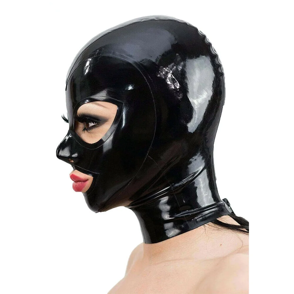 Latex Full Face Mask Hood Open Eyes and Mouth for Beautiful Girl Rubber Mask Club Wear Costume Accessories for Unisex