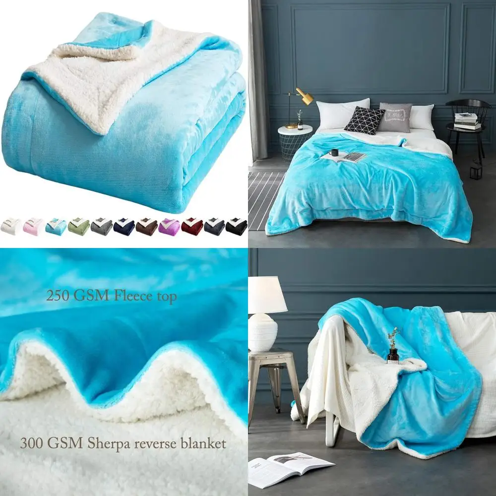 

Флисовое одеяло из шерпы King Size — ультрамягкое плюшевое уютное пушистое бархатное двустороннее роскошное одеяло из микрофибры (бирюзовый, 90x104 дюймов)