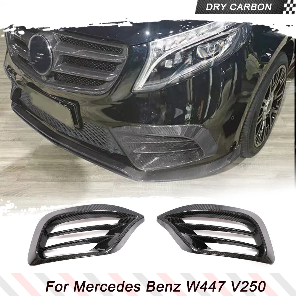 Prepreg DRY Carbon Fog Lamp Air Intake Duct Vent Cover for Mercedes Benz V Class W447 V250 4-Door 2020-2021 Car Front Splitter