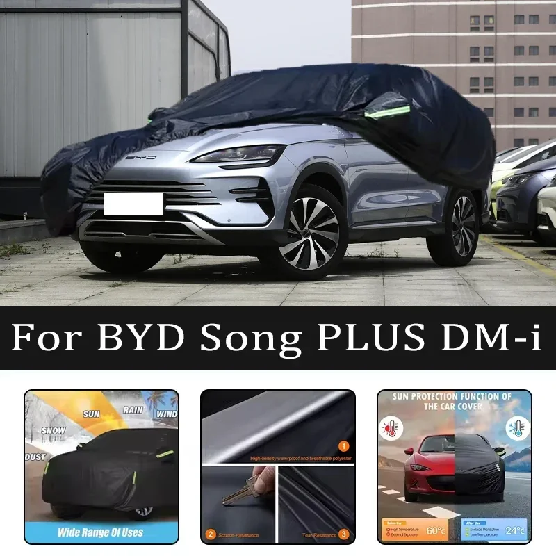 

For BYD Song PLUS DM-i Car Covers Outdoor Waterproof Dustproof Sun Rain Snow Protection Thick Oxford Cloth Car Accessories