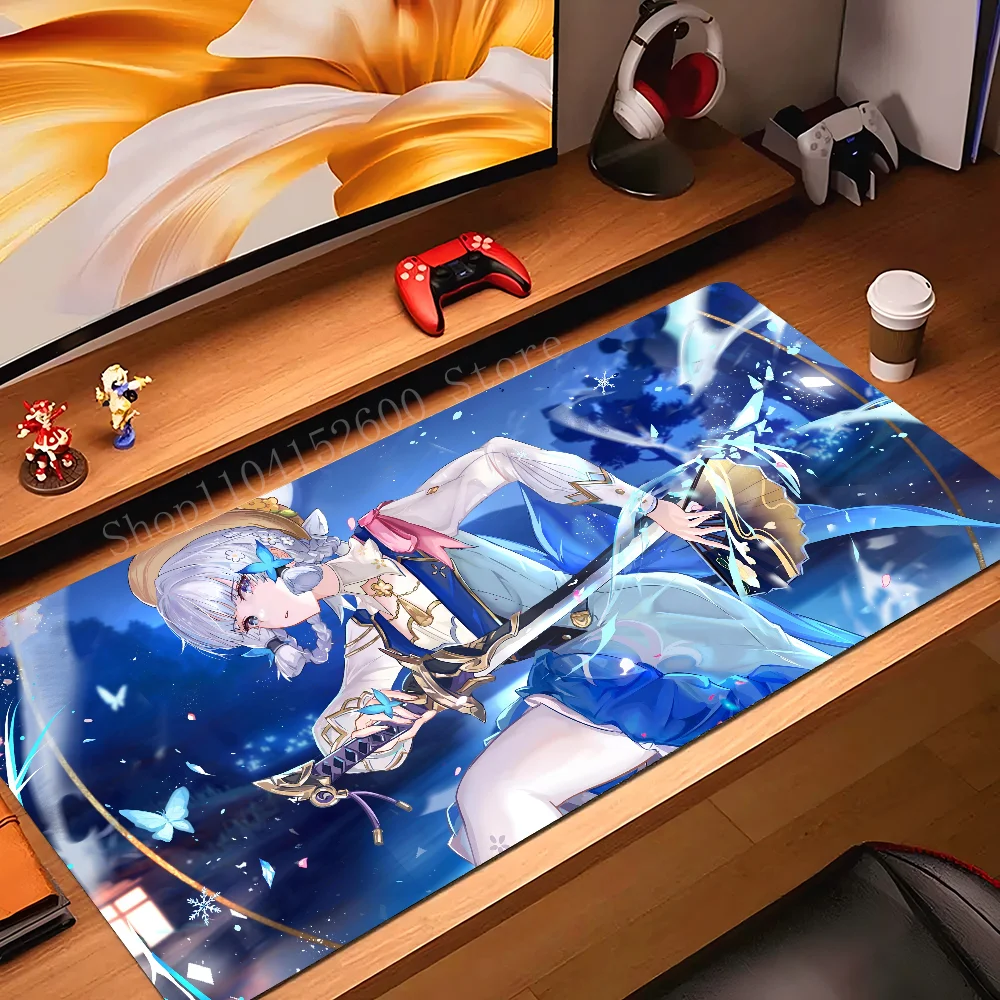 

Kamisato Ayaka Genshin Impact Mousepad Mouse Mat Desk Mat With Pad Gaming Accessories Prime Gaming XXL Keyboard Pad