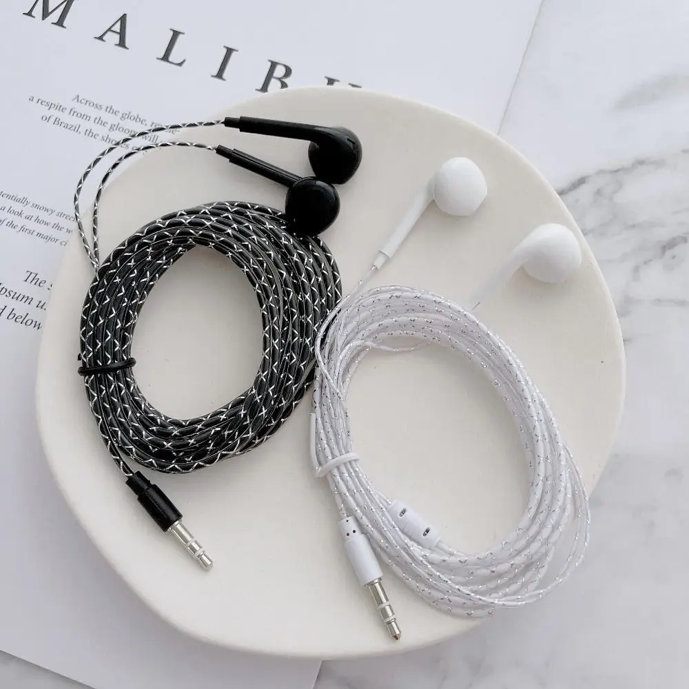 1Pcs 2m/3 Meters Cable Length Wired Headset Black White Monitoring Recording Bass Earplugs Anchor 3.5mm