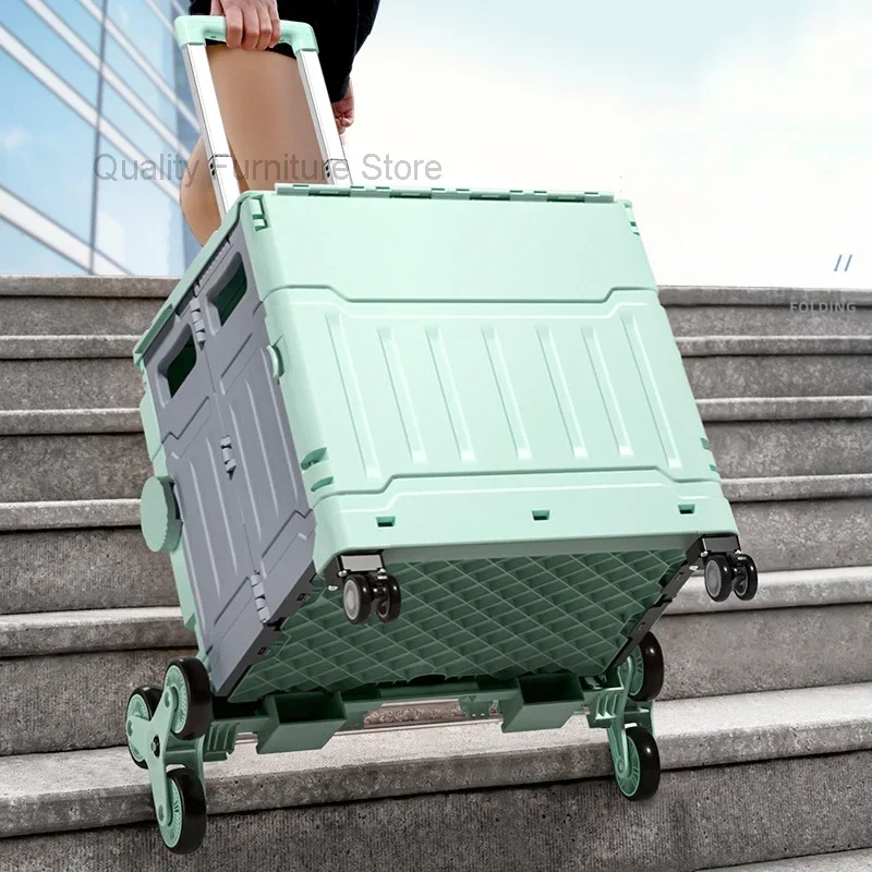 

New Upgrade Portable Folding Shopping Cart Household 75L Camping Picnic Trolley 8 Wheels Climbing Grocery