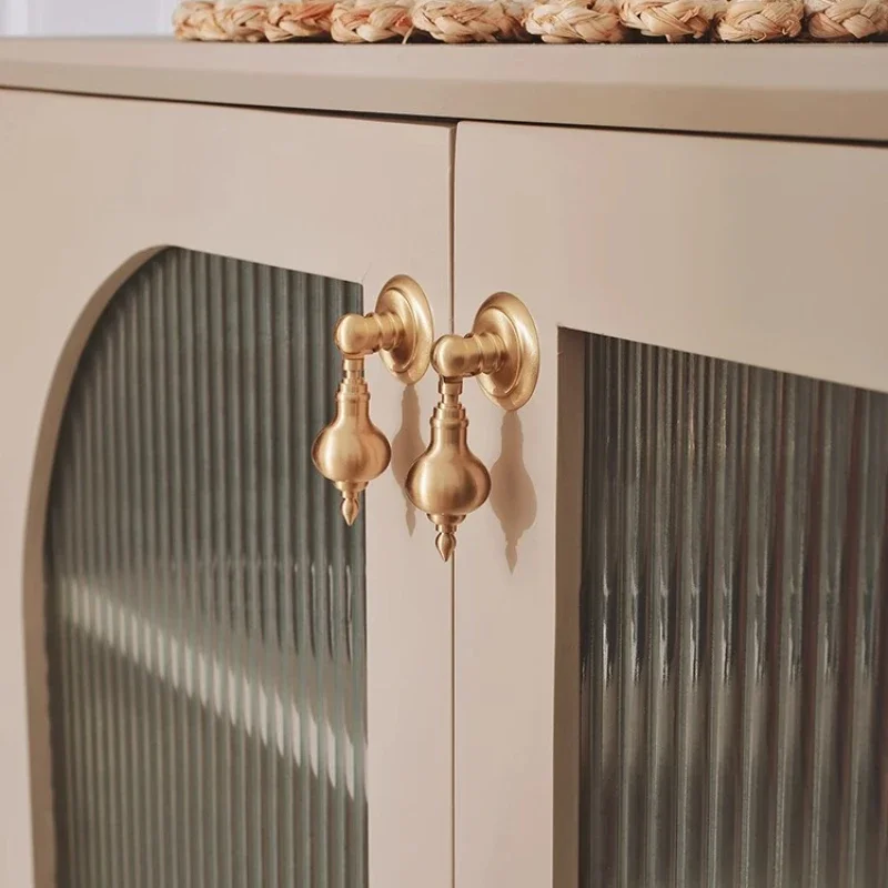 French Style Cabinet Handle Light Luxury Pendant Handle Wardrobe Cabinet Door Simple European Style Drawer Simple Gold Handle