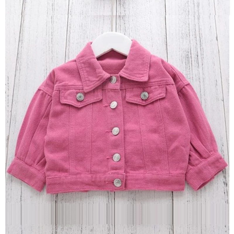 Girls Denim Jacket Spring Korean Style Fashion Toddler Kids Jacket For Girls Coats Autumn 2 4 6 7 Yrs Children Girls Pink Jacket