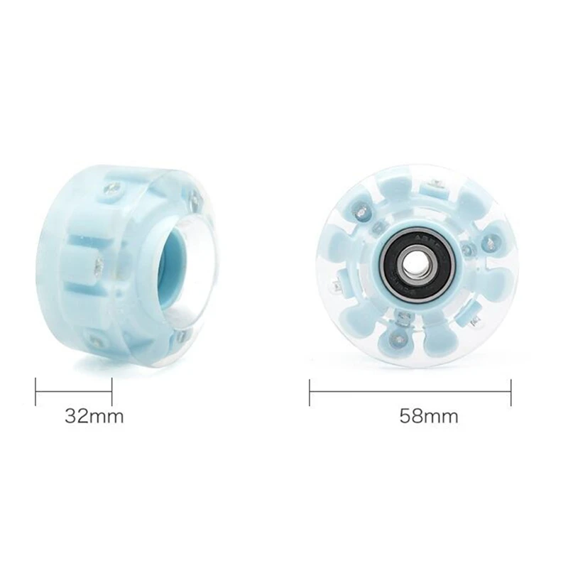 6-LED Roller Skate Wheels - Skateboard Wheels 4 Pack,Light Up Quad Wheels Double Row Skating 32 X 58 Mm