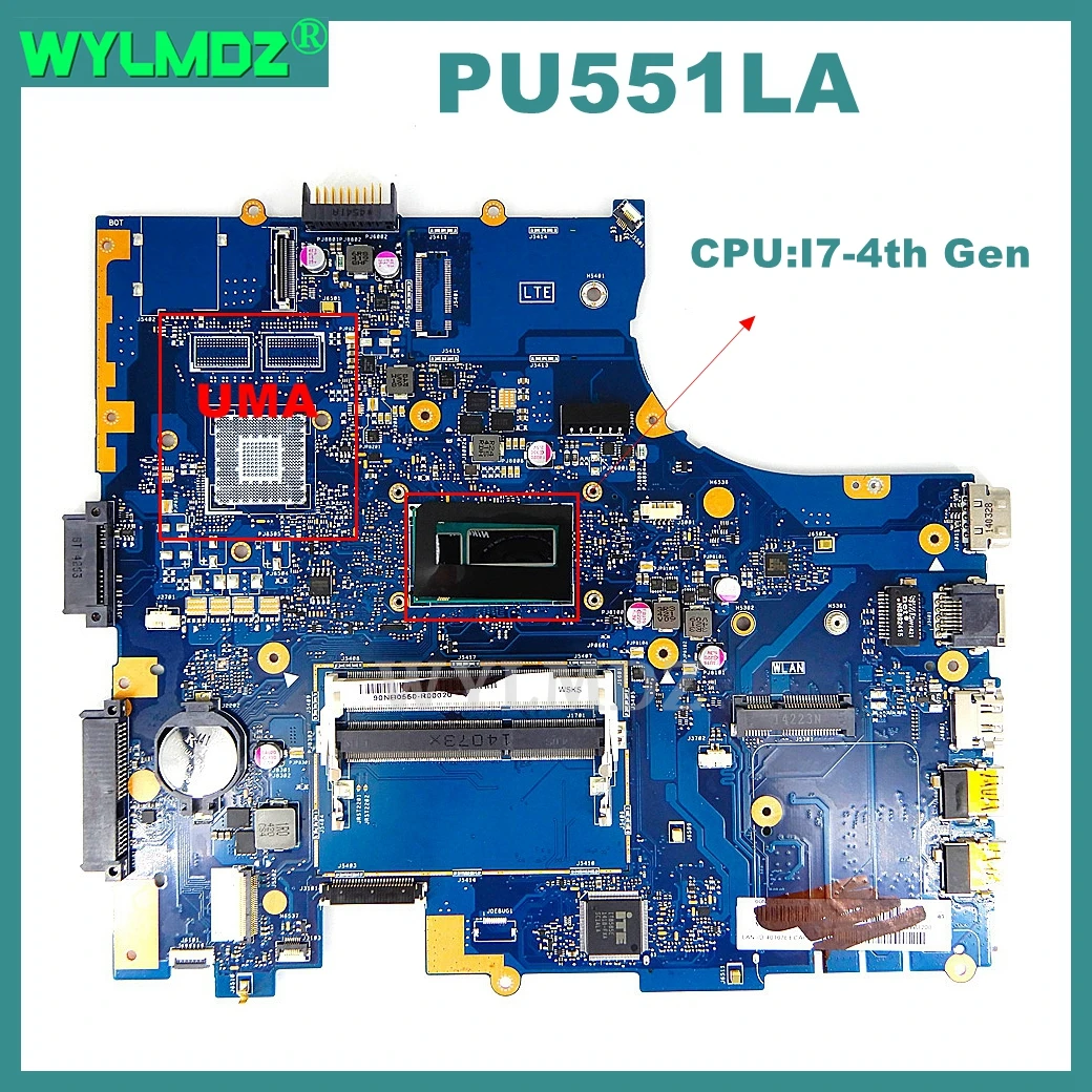 

PU551LA Mainboard for ASUS PRO551L PU551LD PU551LA PU551L PU551 Laptop Motherboard I7-4th Gen CPU UMA 100% Tested OK