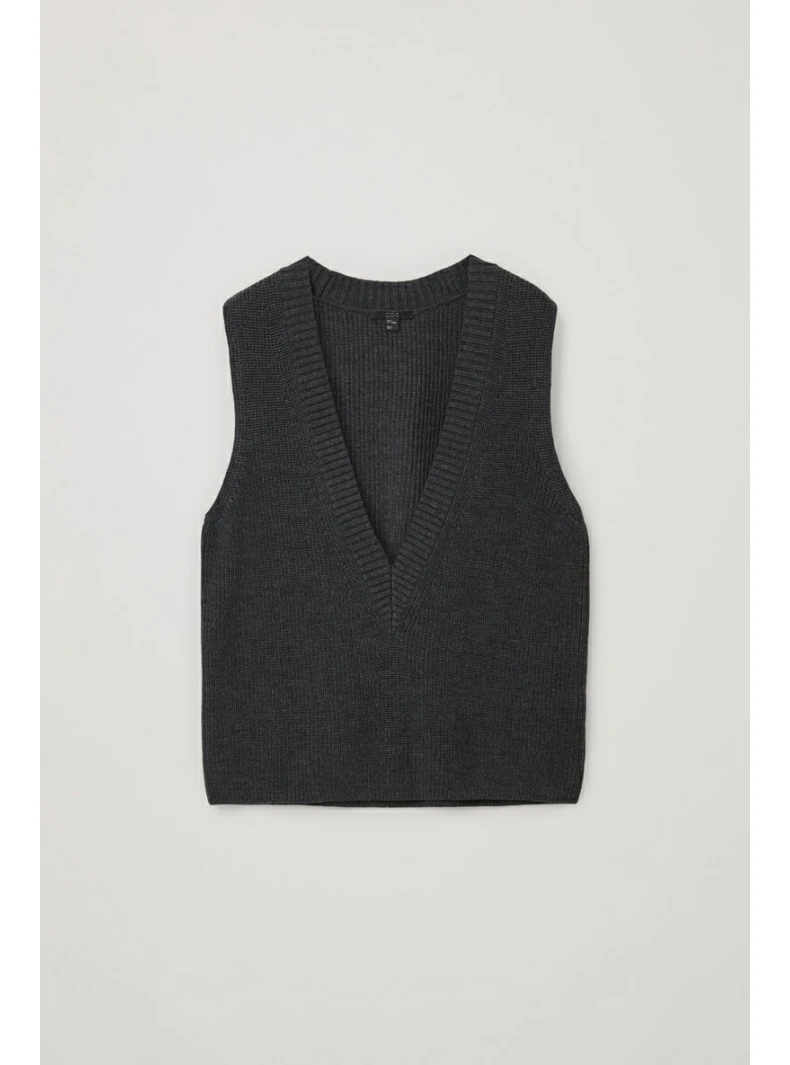 エテリアルMD 2025 夏の新作 レディースカジュアルファッション 深Vネック ウール混ニットベスト