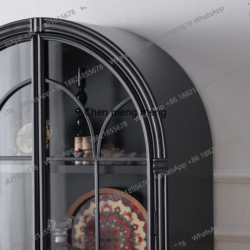 AB03  Against the wall wine cabinet modern simple opposite door living room display cabinet black