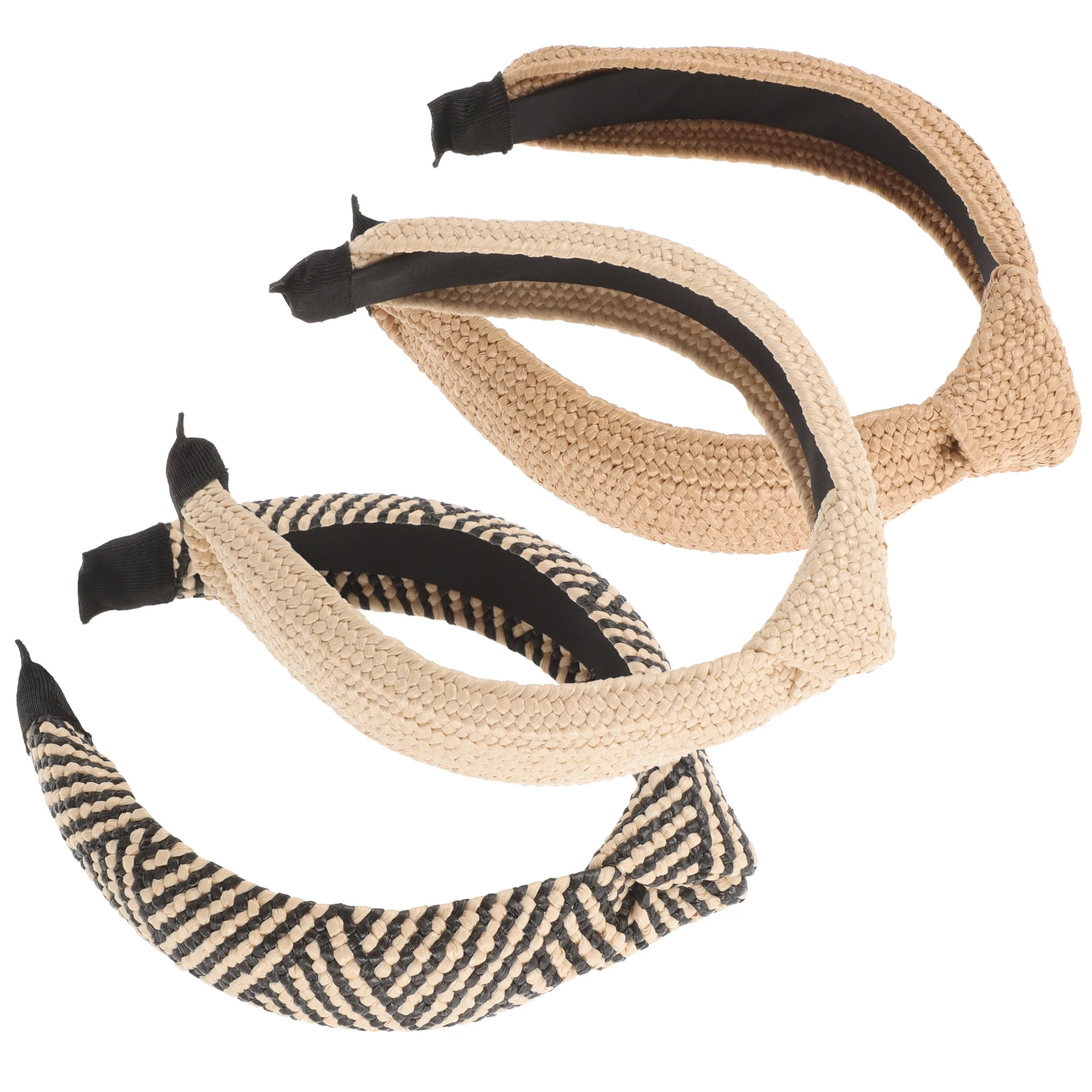 

3pcs Woven Headbands Straw Knotted Rattan Girls Women Lightweight Durable Stylish Beach Party Travel Festival