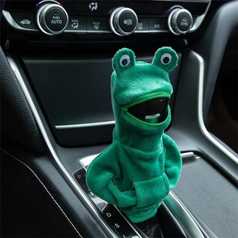 Cute Shark Frog Gear Shift Hoodie Cover Shift Cover Gear Handle Decoration Fits Manual Auto Universal Car Shift Lever Interior